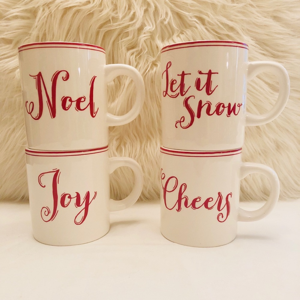 Sur La Table set of 4 Christmas Holiday Mugs
